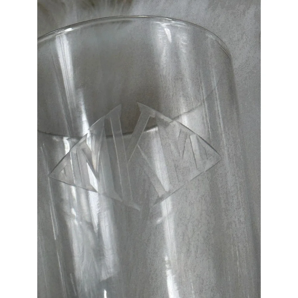 Vintage Etched Monogram Highball Glasses Set of 4‎ Clear Glass Tumblers 5.5 Inch